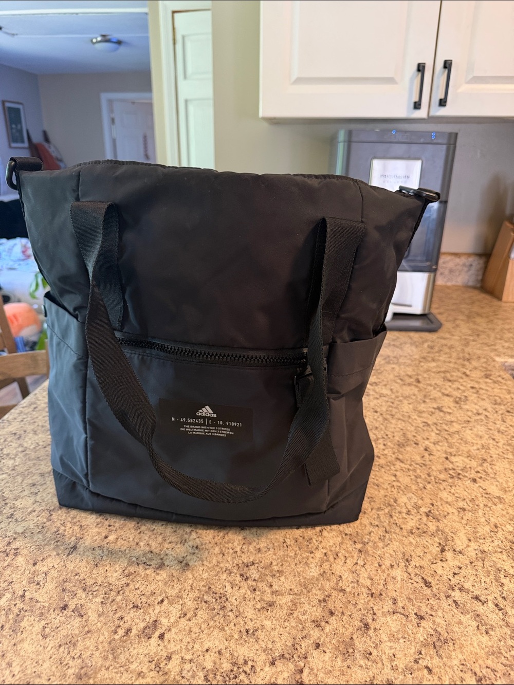 adidas Black Duffel Tote Bag with Front Zip Pocket